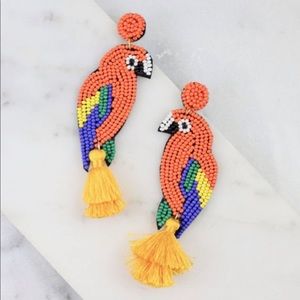 Parrot Post Beaded Earring with Tassel